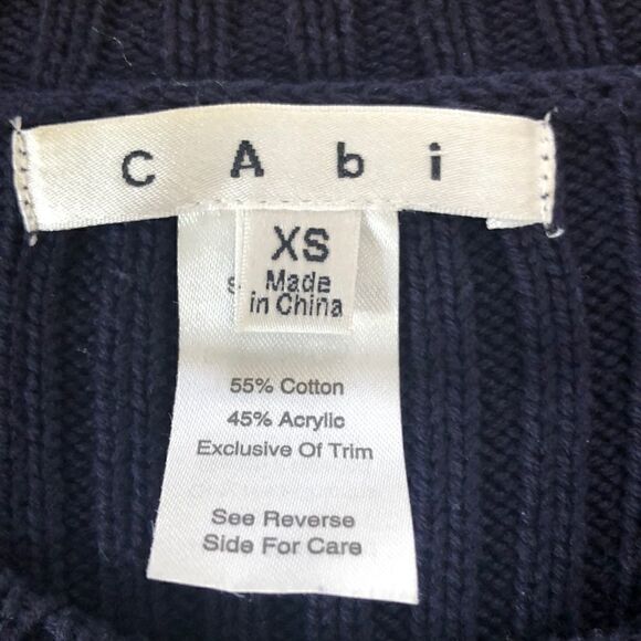 CAbi Navy Cable Front Sweater - Picture 5 of 7